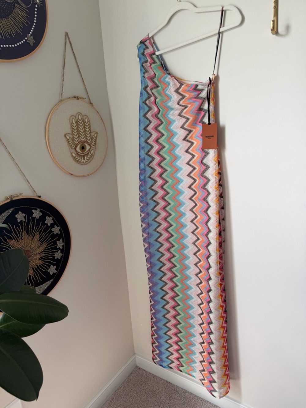 Missoni Zigzag colorful One-Shoulder maxi Dress